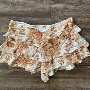 Free People Floral Ruffle Shorts/Skort